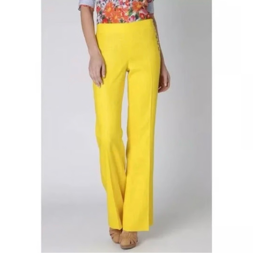 Anthropologie Cartonnier Andros Wide Leg Side Button Trousers Size- 6